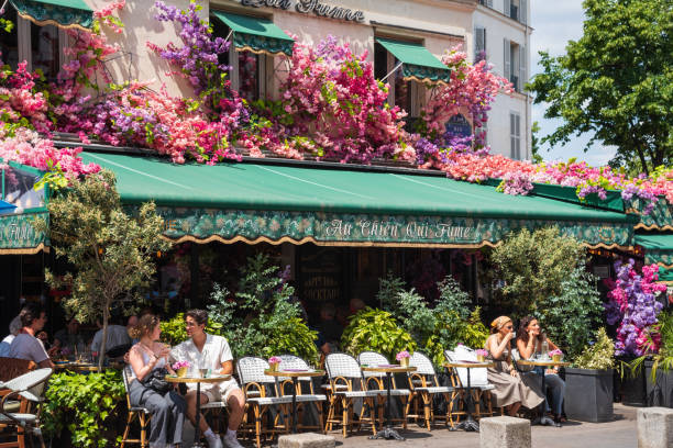 A typical parisian café terrace, ideal place for a photo