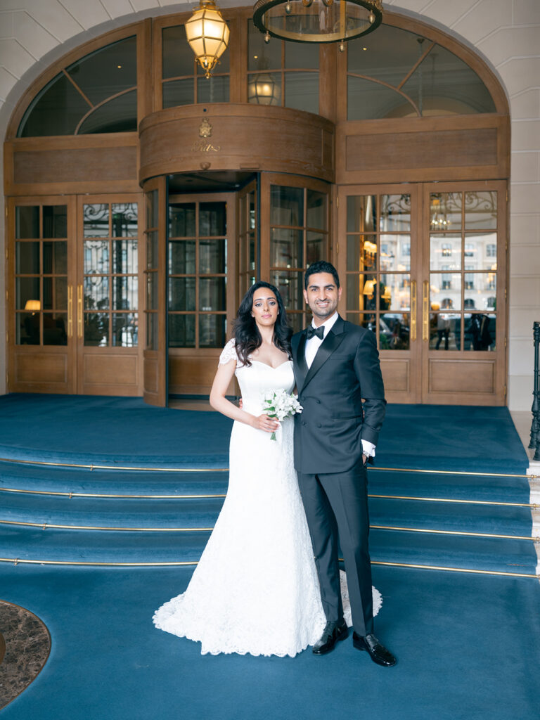 Wedding photograph of bride and groom in Ritz Paris